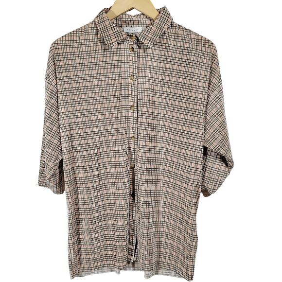 ASOS‎ Topshop Check Plisse Shirt in Multi S NWT - Picture 1 of 11